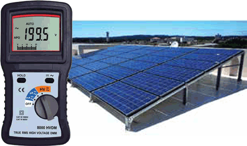 8000 HVDM True RMS High Voltage Digital multimeter for measuring solar, PV systems.